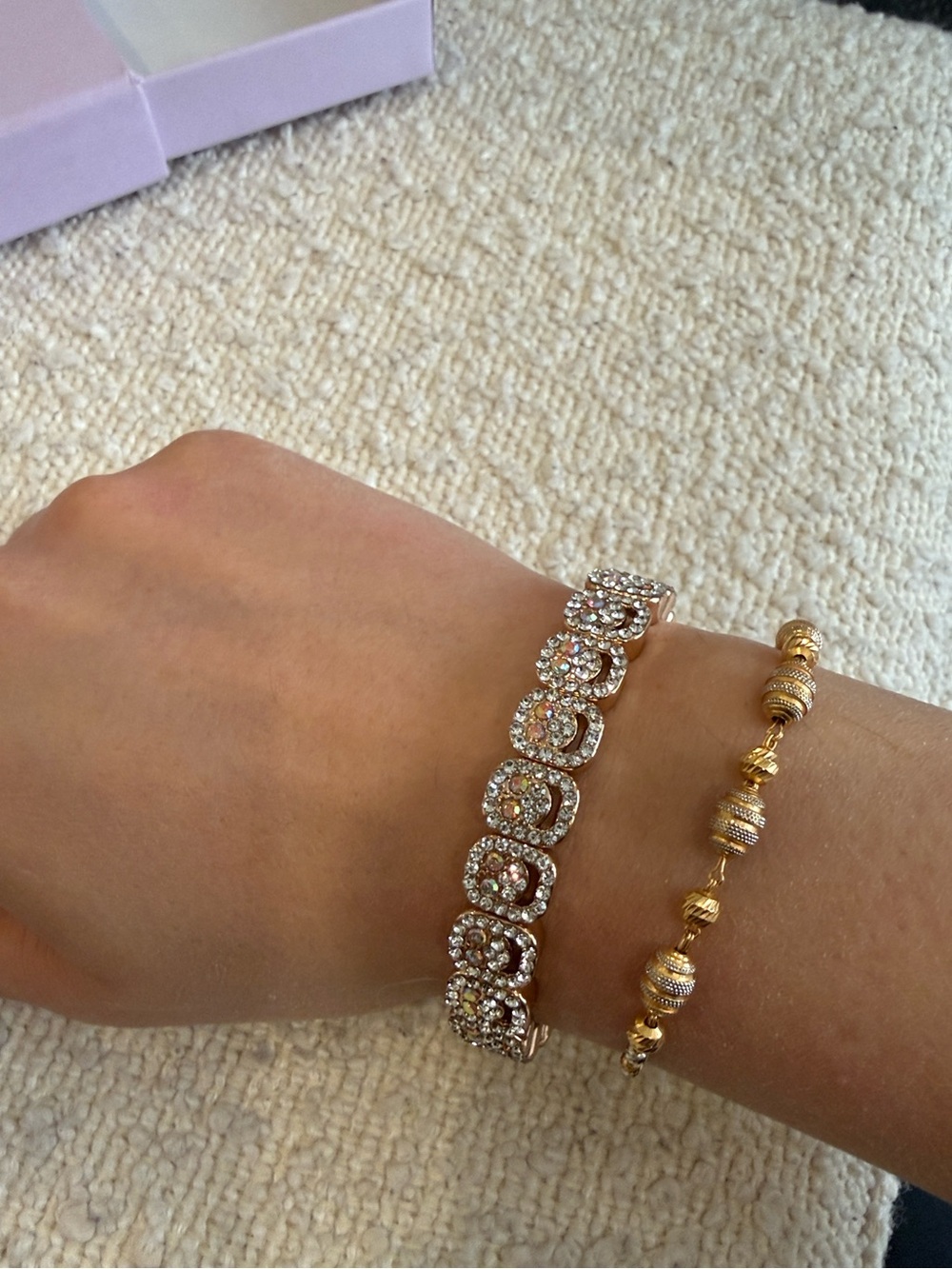 Rose Gold Rhinestone Stretch Bracelet - Picture 3 of 3